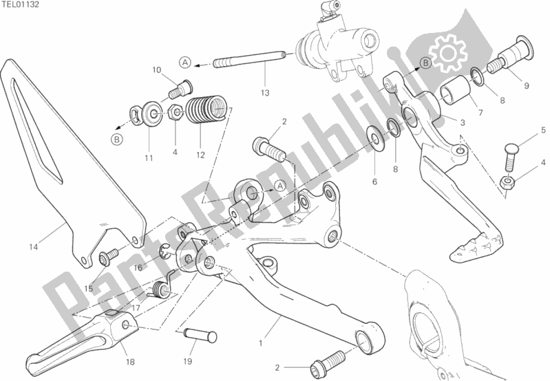 Wszystkie części do Podnó? Ki Prawe Ducati Superbike Panigale V4 S USA 1100 2019